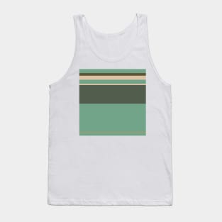 A singular tranquility of Soldier Green, Dark Vanilla, Grey/Green, Oxley and Ebony stripes. Tank Top